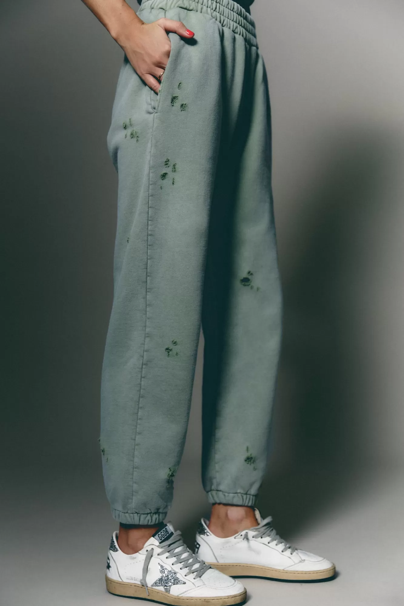 The Akala Studio Trousers-Distressed Green Pants