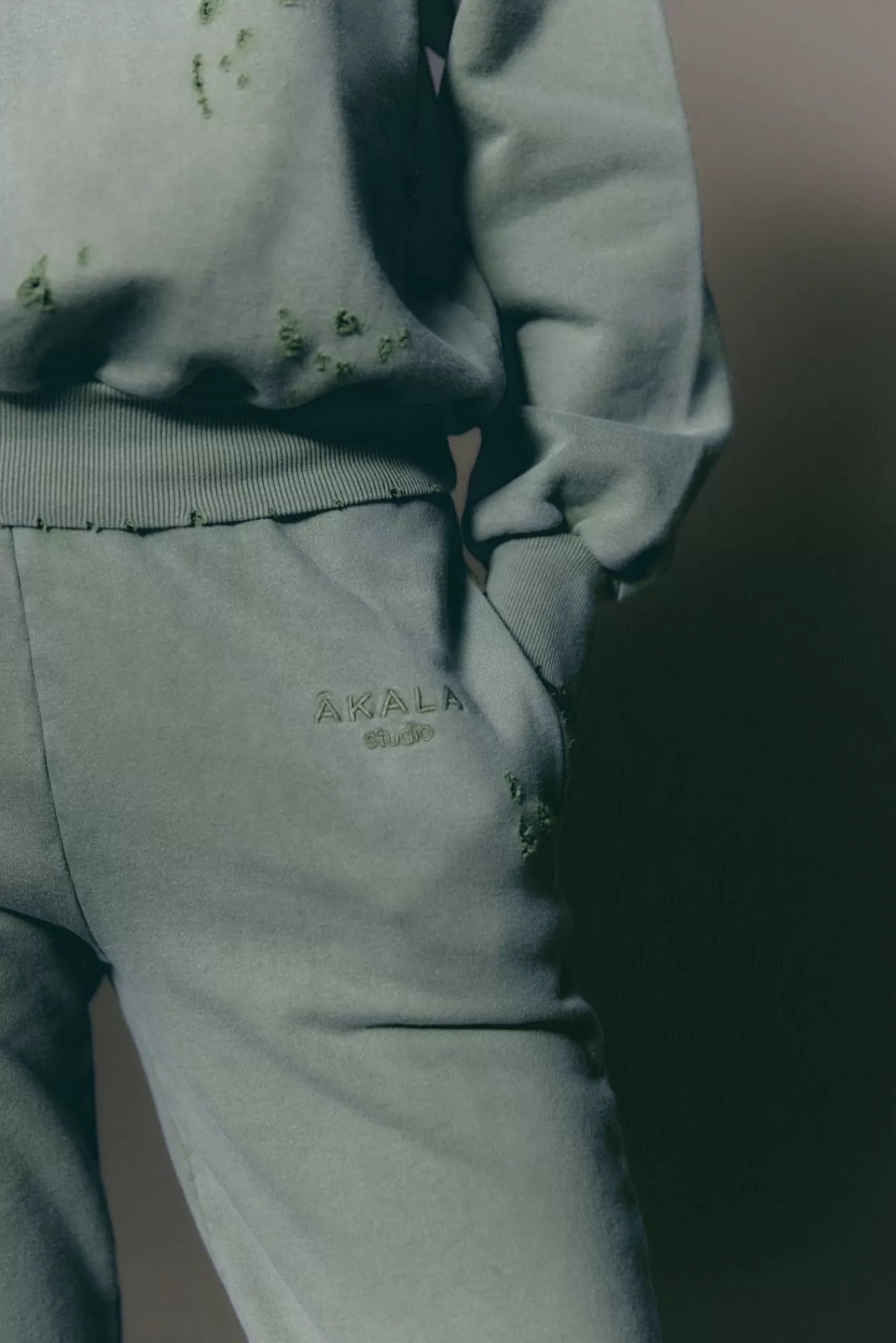 The Akala Studio Trousers-Distressed Green Pants