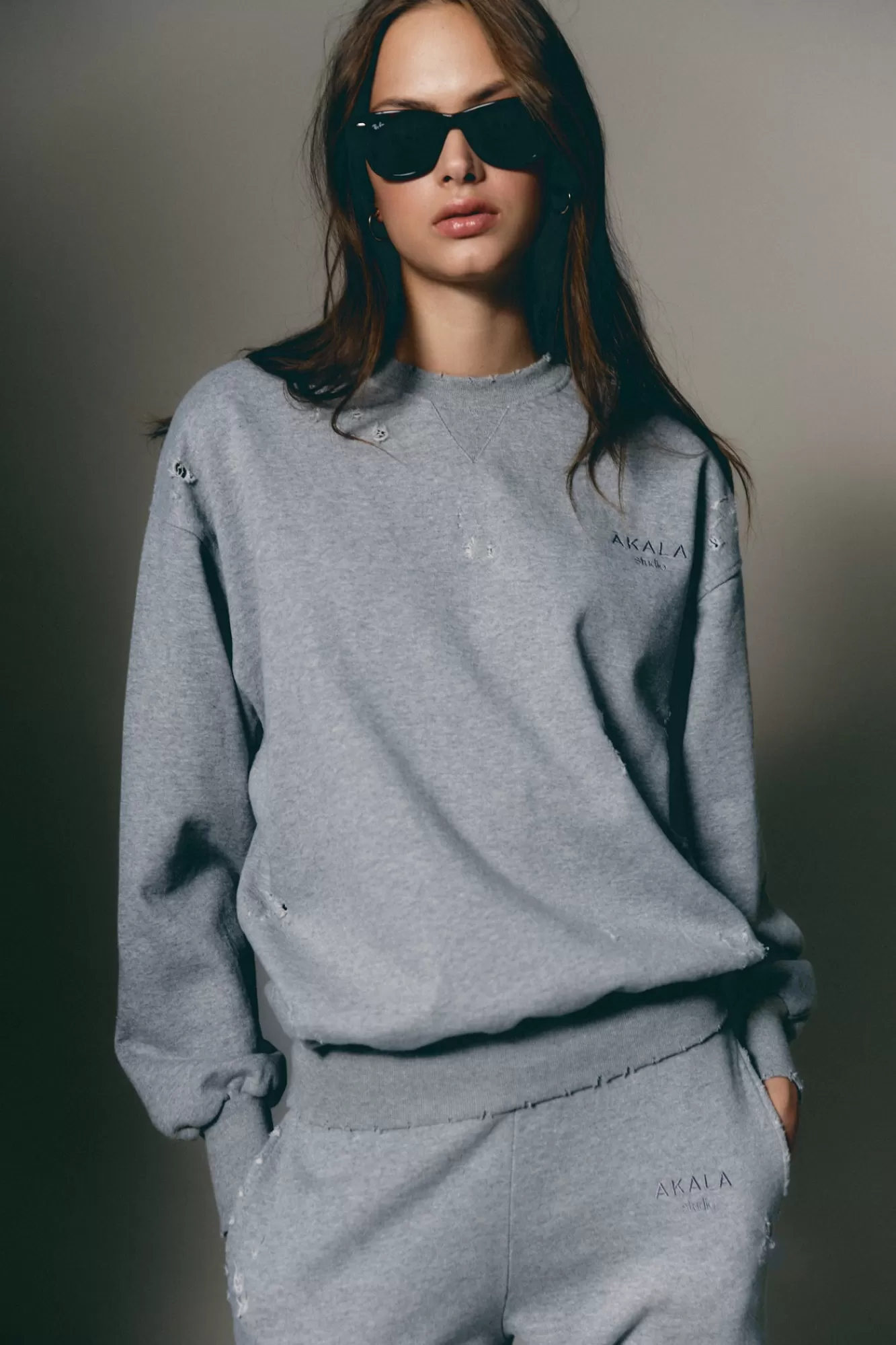 The Akala Studio Sweats-Distressed Grey Sweater