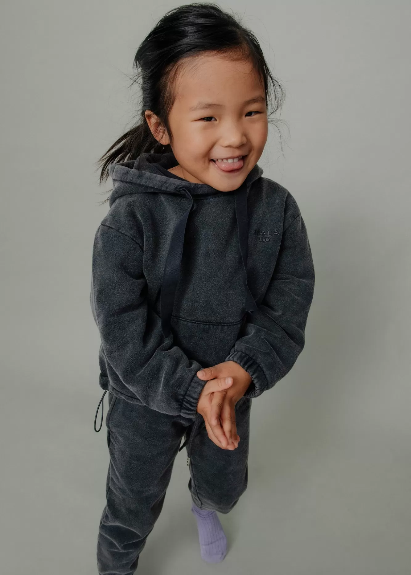 The Akala Studio Sweats-Washed Grey Hoodie Girl